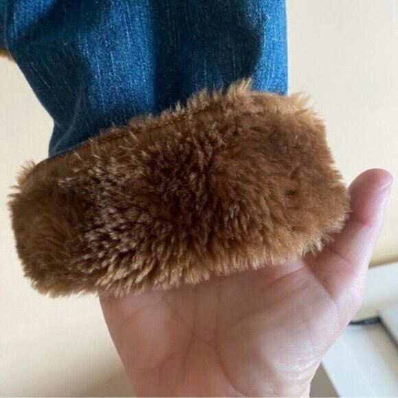 Y2K 725 Denim Jacket Faux Fur Lined Cropped Blue Trucker Cozy Vintage - Picture 7 of 14